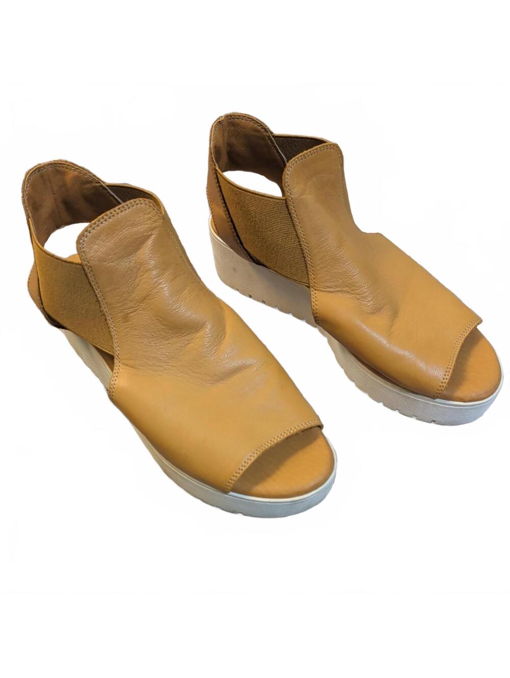 SILENT D OZIE Sandal Shoes Leather Women's 38 Brown White Anthropologie